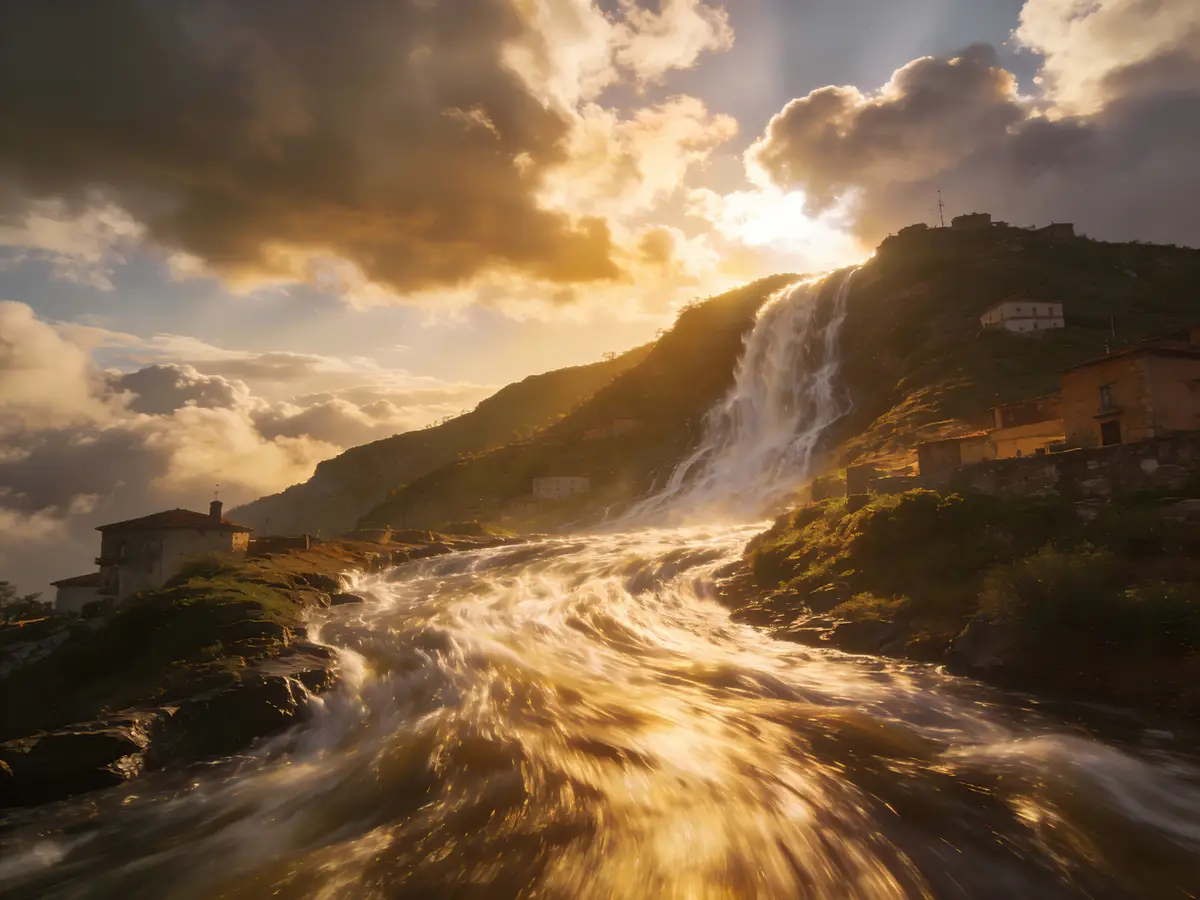 cinematic waterfall landscape