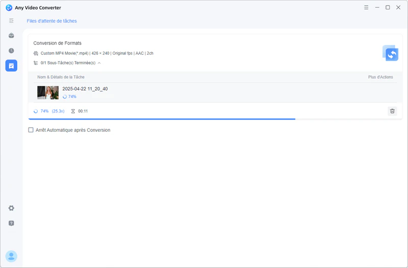 Lancer la conversion