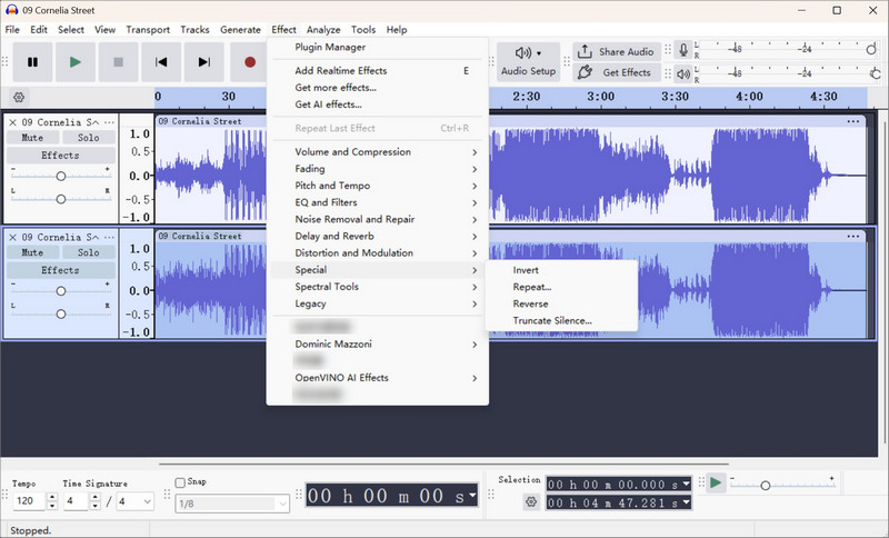 audacity invert effect