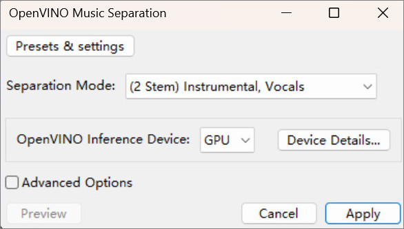 openvino music seperation
