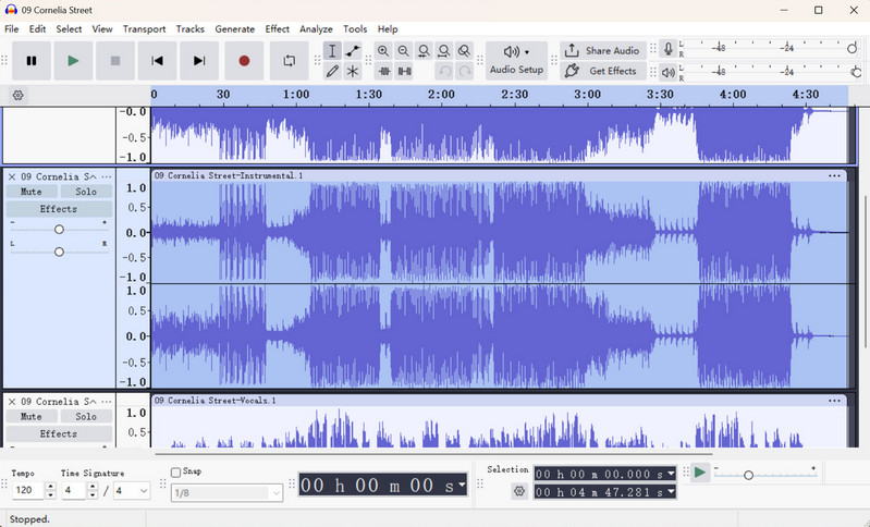 removed vocal version in audacity
