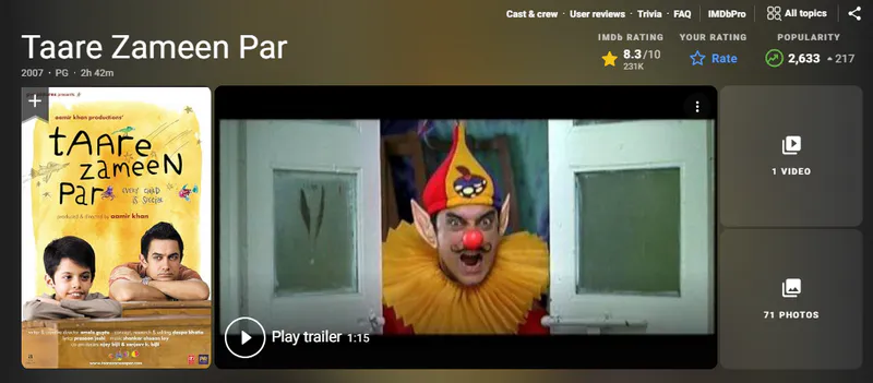 hindi movie - taare zameen par