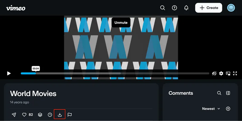 vimeo built in download button