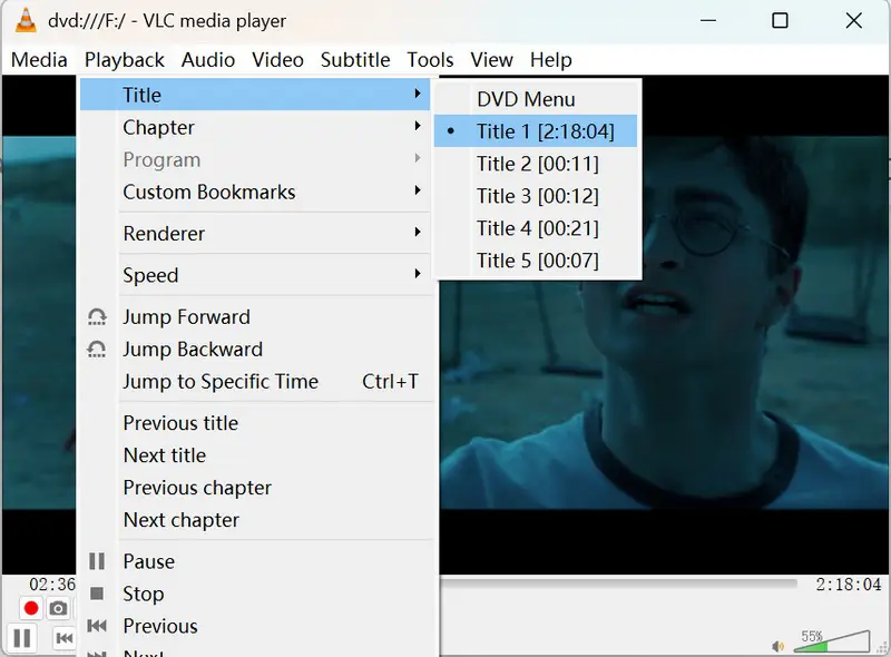 confirm dvd title on vlc