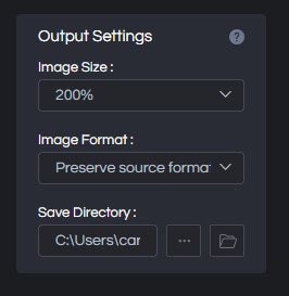 select output settings