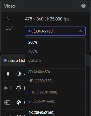 set output resolution